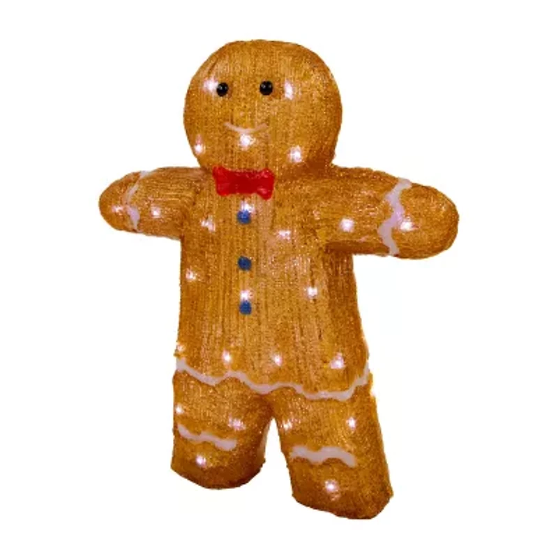 Northlight 16" Led Acrylic Gingerbread Man With Bow Tie Christmas Tabletop Decor