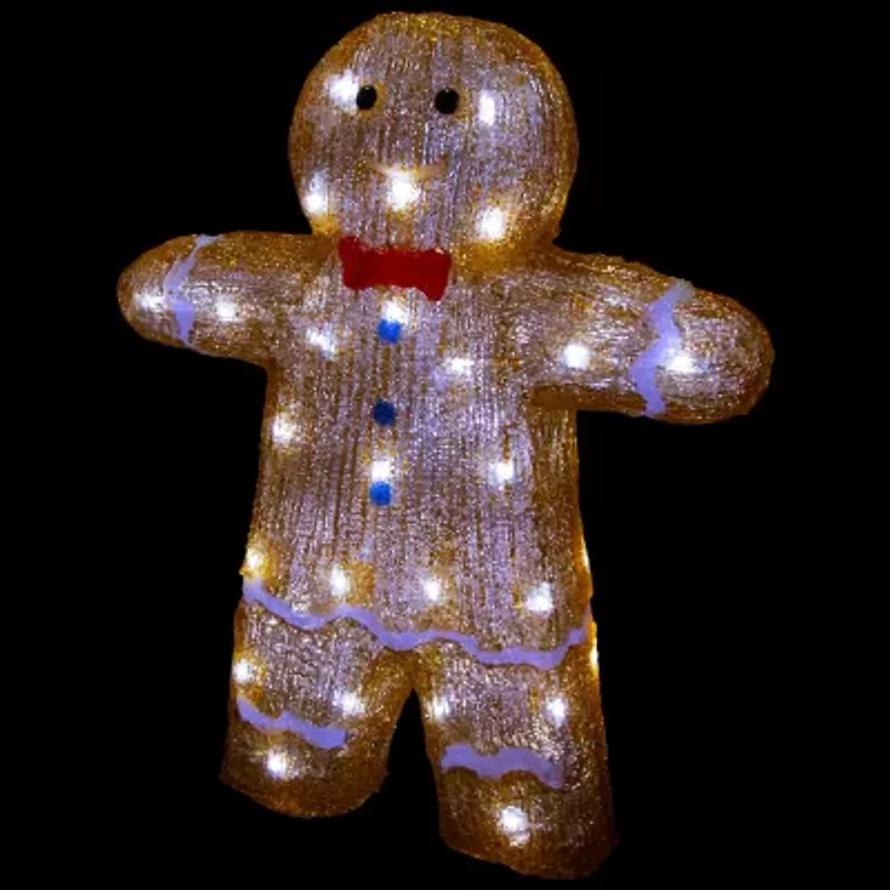 Northlight 16" Led Acrylic Gingerbread Man With Bow Tie Christmas Tabletop Decor