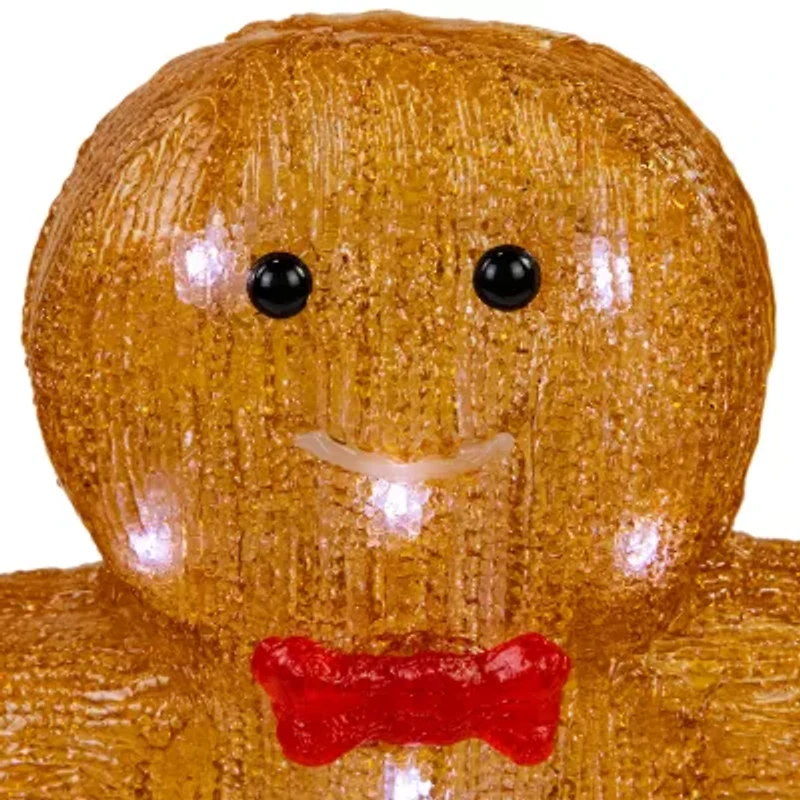 Northlight 16" Led Acrylic Gingerbread Man With Bow Tie Christmas Tabletop Decor