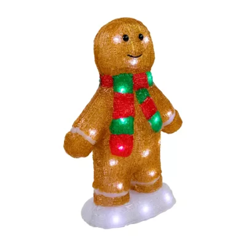 Northlight 14" Led Acrylic Gingerbread Man With Scarf Outdoor Christmas Yard Art