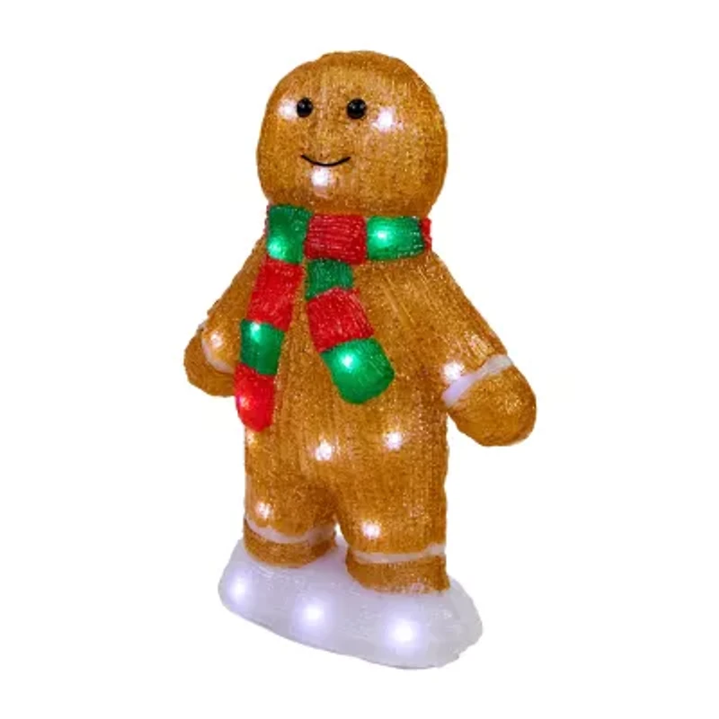 Northlight 14" Led Acrylic Gingerbread Man With Scarf Outdoor Christmas Yard Art