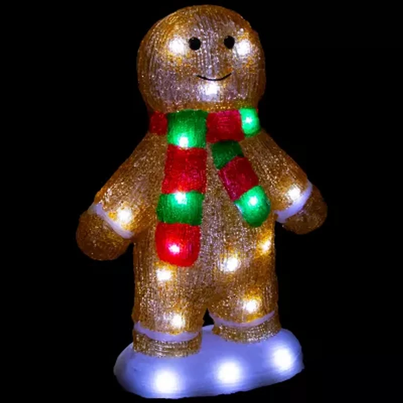 Northlight 14" Led Acrylic Gingerbread Man With Scarf Outdoor Christmas Yard Art