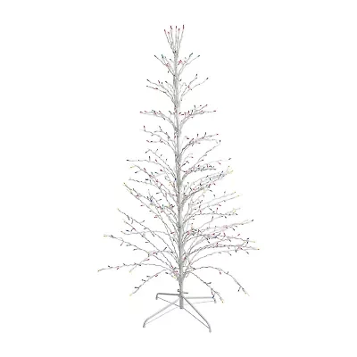 Northlight 6' White Cascade Twig Tree Outdoor Decoration  Multi Lights Christmas Yard Art