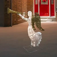 Northlight 48" Led Gold And Silver Trumpeting Angel Outdoor Christmas Yard Art