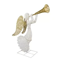 Northlight 48" Led Gold And Silver Trumpeting Angel Outdoor Christmas Yard Art