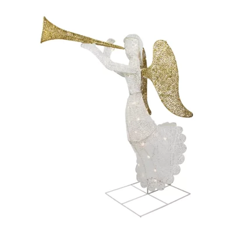 Northlight 48" Led Gold And Silver Trumpeting Angel Outdoor Christmas Yard Art