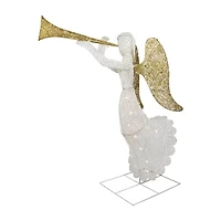 Northlight 48" Led Gold And Silver Trumpeting Angel Outdoor Christmas Yard Art