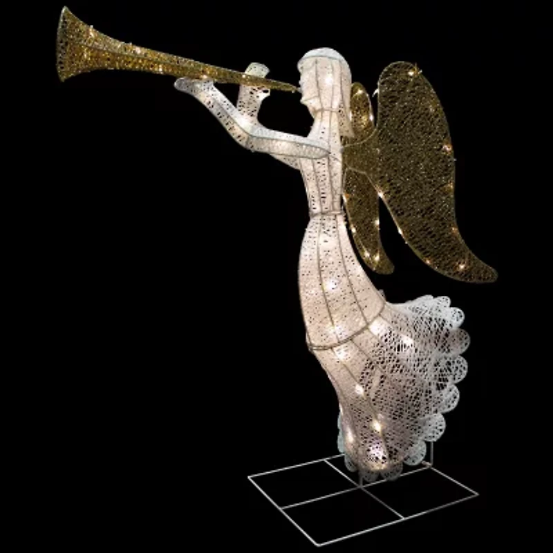 Northlight 48" Led Gold And Silver Trumpeting Angel Outdoor Christmas Yard Art