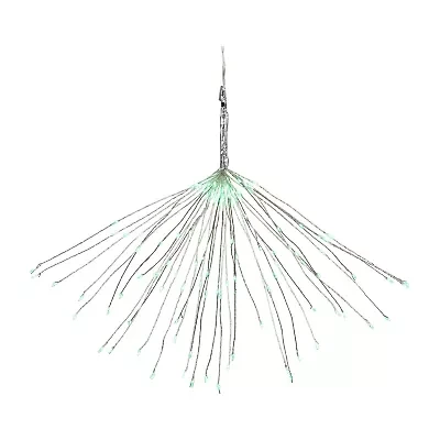 Northlight 20" Led Firework Silver Branch Decoration Green String Lights