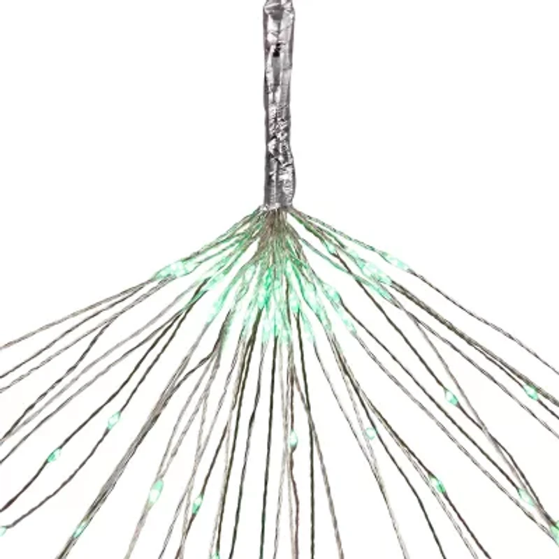 Northlight 20" Led Firework Silver Branch Decoration Green String Lights
