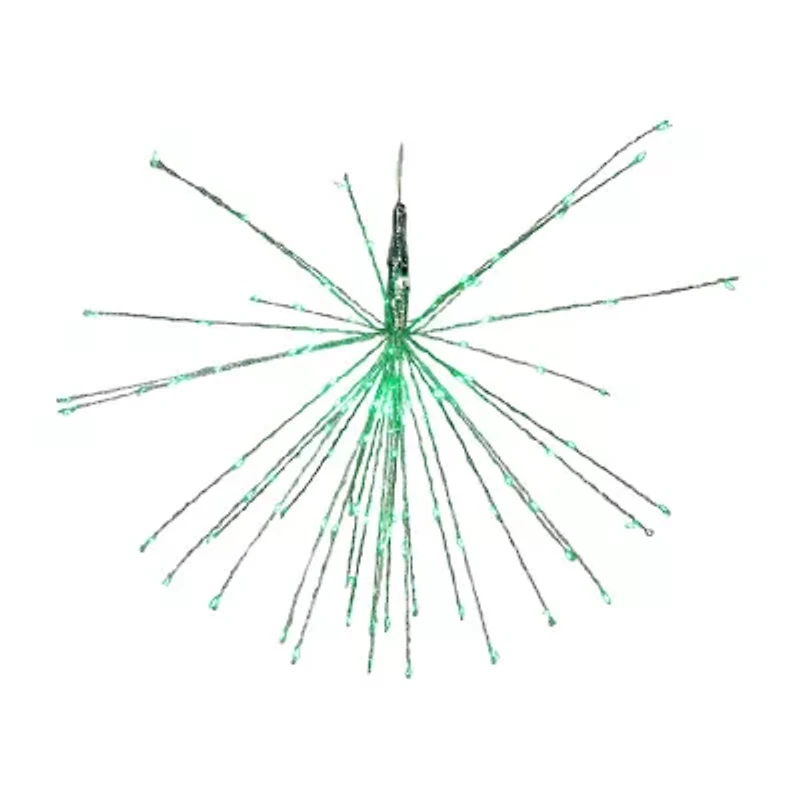 Northlight 20" Led Firework Silver Branch Decoration Green String Lights