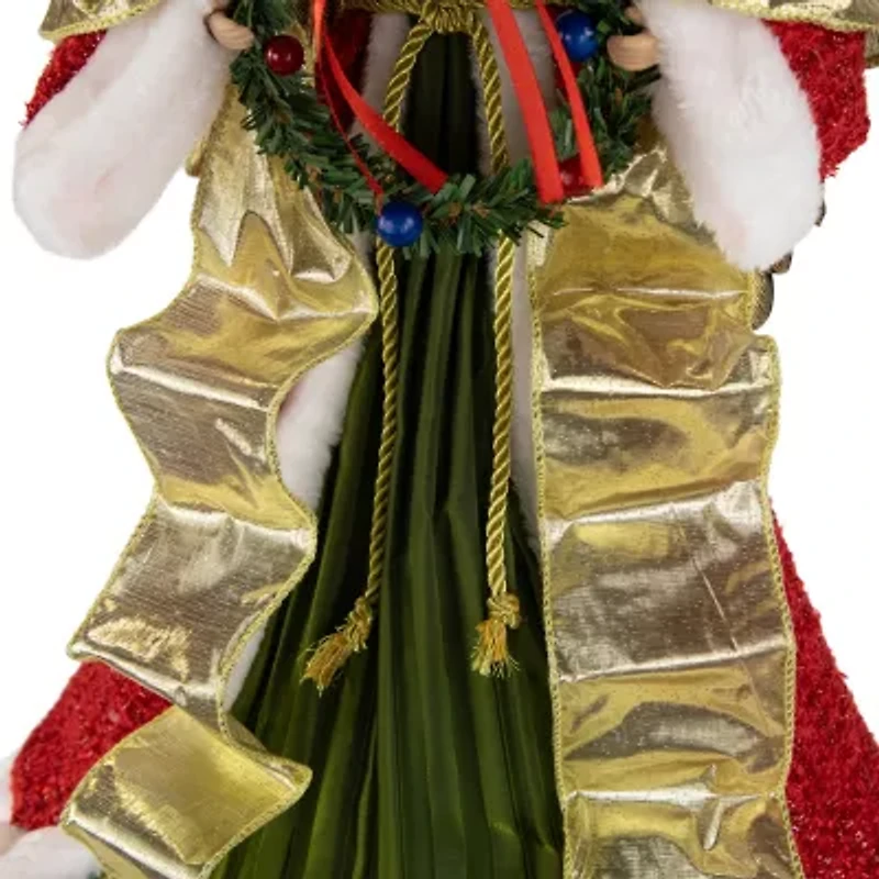 Northlight 18" Red And Green Angel With Wreath Unlit Christmas Tree Topper