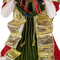 Northlight 18" Red And Green Angel With Wreath Unlit Christmas Tree Topper