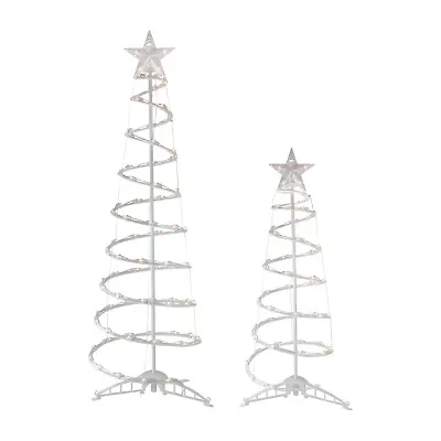Northlight Set Of 2 Clear Outdoor Spiral Cone Trees Christmas Yard Art