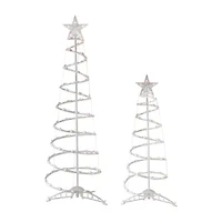 Northlight Set Of 2 Clear Outdoor Spiral Cone Trees Christmas Yard Art