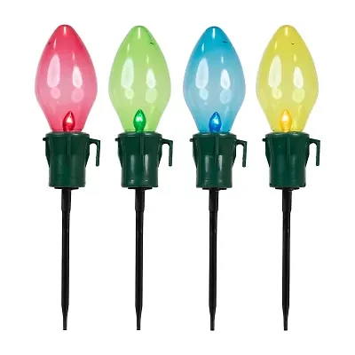 Northlight Multi-Color Jumbo C7 Bulb Marker Lawn Stakes 4-pc. Christmas Pathway Light