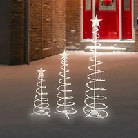 Northlight Set Of 3 Led Warm White Outdoor Spiral Cone Trees Christmas Yard Art