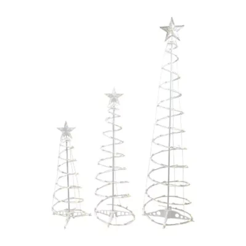 Northlight Set Of 3 Led Warm White Outdoor Spiral Cone Trees Christmas Yard Art