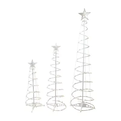 Northlight Set Of 3 Led Warm White Outdoor Spiral Cone Trees Christmas Yard Art