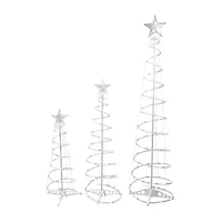 Northlight Set Of 3 Led Warm White Outdoor Spiral Cone Trees Christmas Yard Art