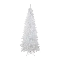Northlight White Georgian Pencil Artificial  Warm White Led Lights 7 1/2 Foot Pre-Lit Pine Christmas Tree