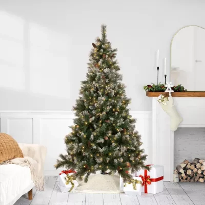 Northlight Snow Valley Artificial  Clear Lights 6 1/2 Foot Pre-Lit Pine Christmas Tree
