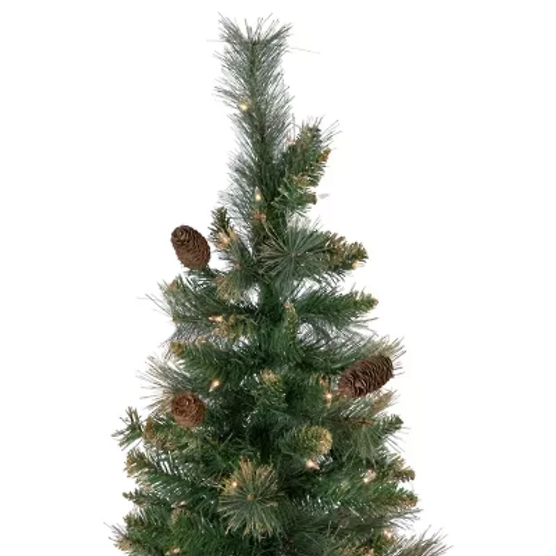 Northlight Yorkshire Pencil Artificial Clear Lights 7 Foot Pre-Lit Pine Christmas Tree