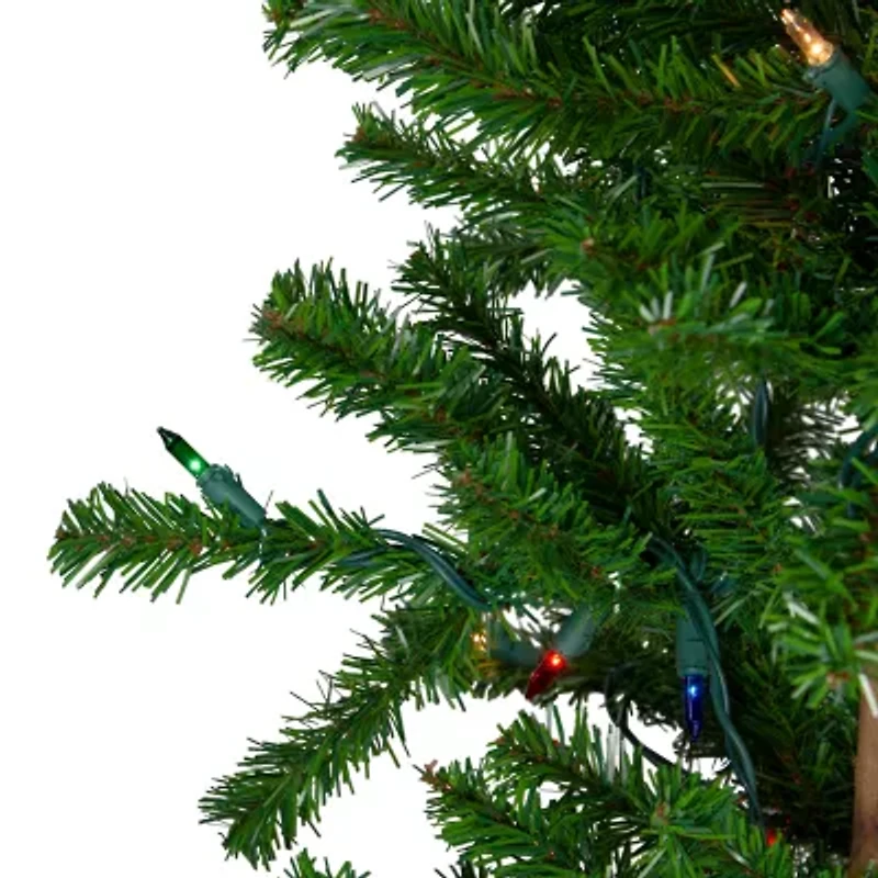 Northlight Set Of 3 Slim Alartificial Multicolor Lights 5 Foot Pre-Lit Pine Christmas Tree