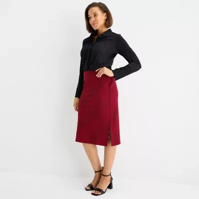 Liz Claiborne Womens Mid Rise Pencil Skirt