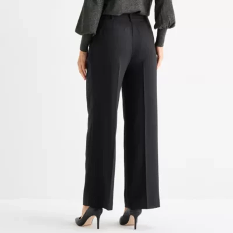 Liz Claiborne Womens Wide Leg Mid Rise Trouser