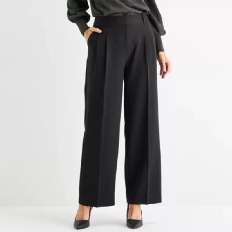 Liz Claiborne Womens Wide Leg Mid Rise Trouser