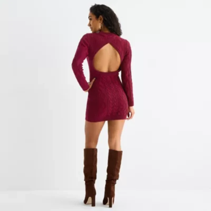 Bold Elements Womens Long Sleeve Cut Out Sweater Dress