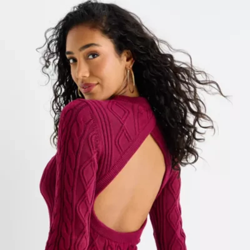 Bold Elements Womens Long Sleeve Cut Out Sweater Dress