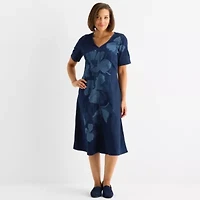 Liz Claiborne Womens Short Sleeve Midi Floral A-Line Dress