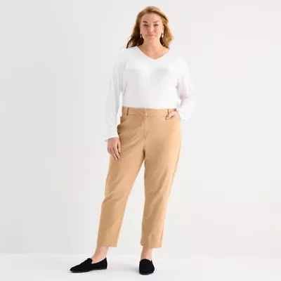 Liz Claiborne Womens Ankle Mid Rise Plus Pant