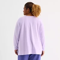 Xersion Womens Soft French Terry Crew Neck Long Sleeve Sweatshirt Plus