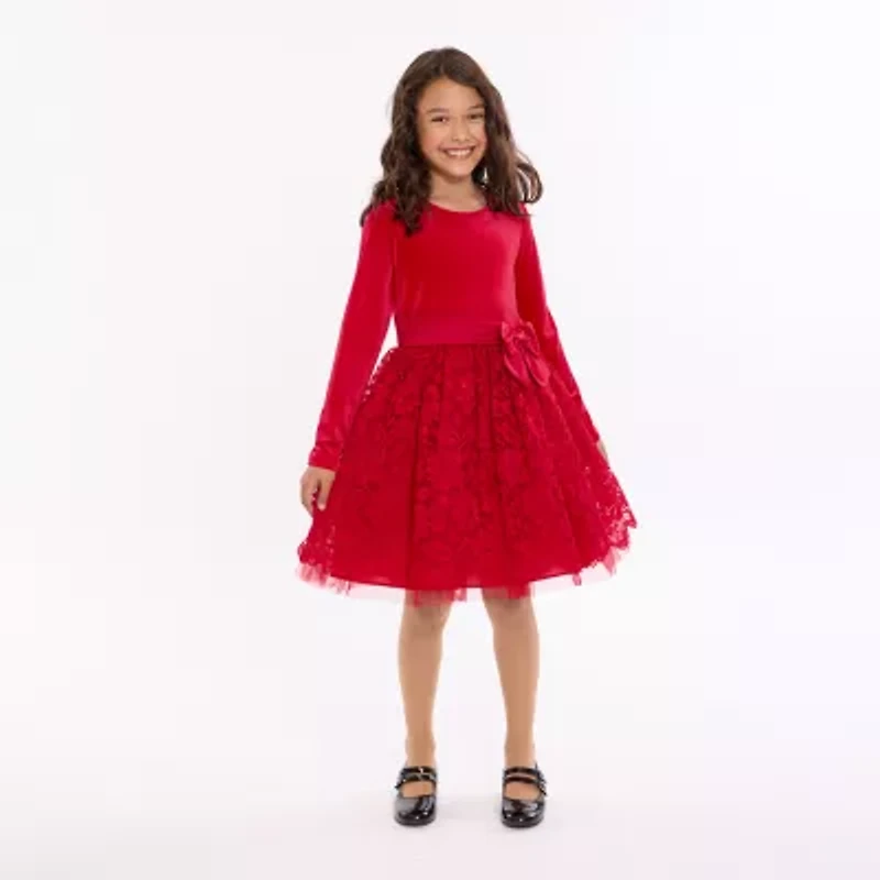 Bonnie Jean Little & Big Kid Girls Long Sleeve Fit + Flare Dress