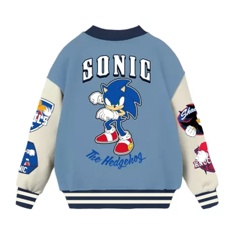 Little & Big Kid Boys Sonic the Hedgehog Fleece Lightweight Varsity Jacket