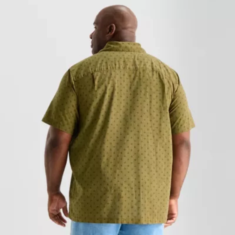 mutual weave Mens Short Sleeve Big and Tall Camp Shirt