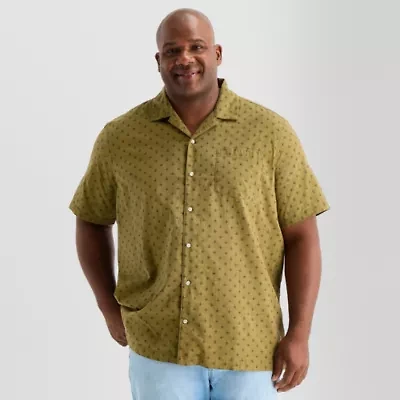 mutual weave Mens Short Sleeve Big and Tall Camp Shirt