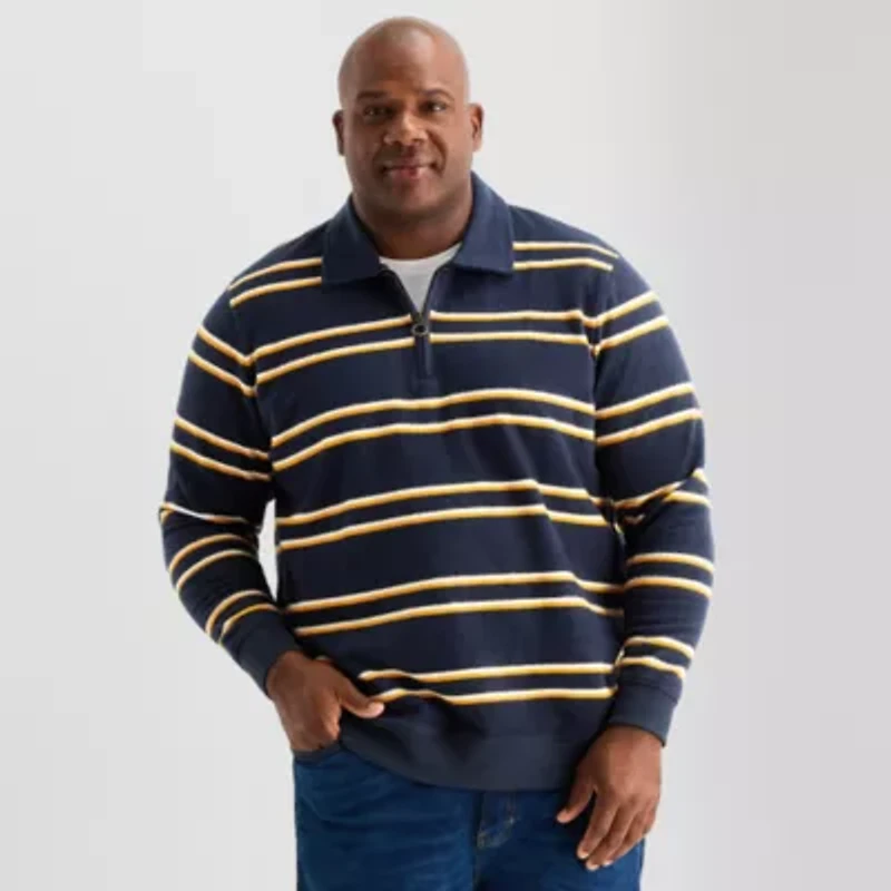 mutual weave Mens Long Sleeve Big and Tall Quarter-Zip Pullover