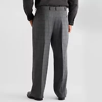 J. Ferrar Ultra Comfort Mens Big Plaid Stretch Fabric Regular Fit Flat Front Suit Pant