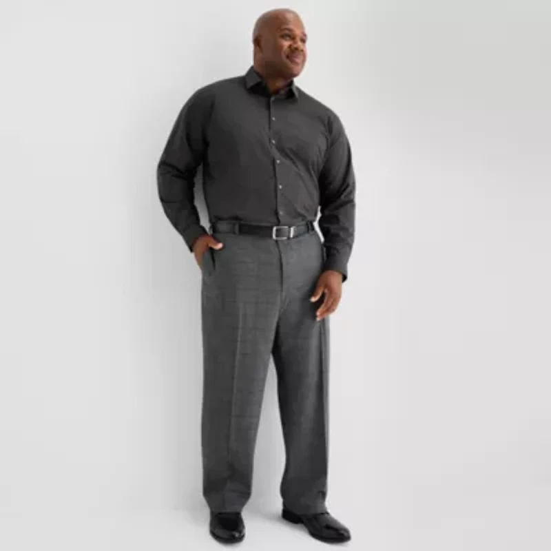 J. Ferrar Ultra Comfort Mens Big Plaid Stretch Fabric Regular Fit Flat Front Suit Pant