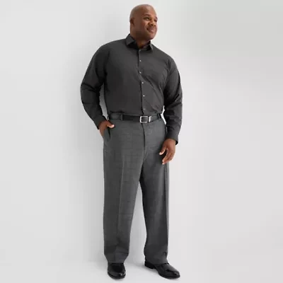 J. Ferrar Ultra Comfort Mens Big Plaid Stretch Fabric Regular Fit Flat Front Suit Pant