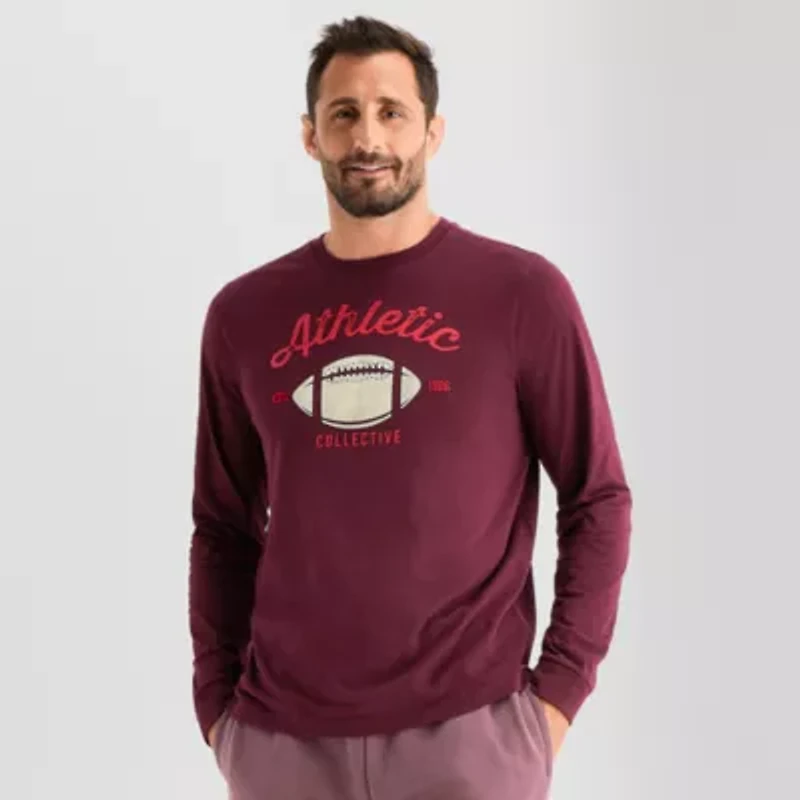 Xersion Mens Crew Neck Long Sleeve Regular Fit Graphic T-Shirt