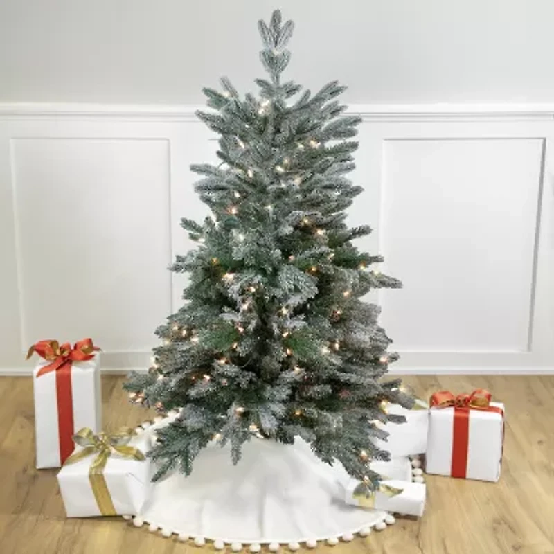 Northlight Whistler Noble Artificial Clear Lights 4 1/2 Foot Flocked Fir Christmas Tree