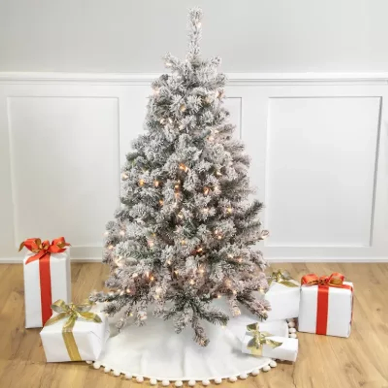 Northlight Madison Artificial  Clear Lights 4 1/2 Foot Flocked Pine Christmas Tree