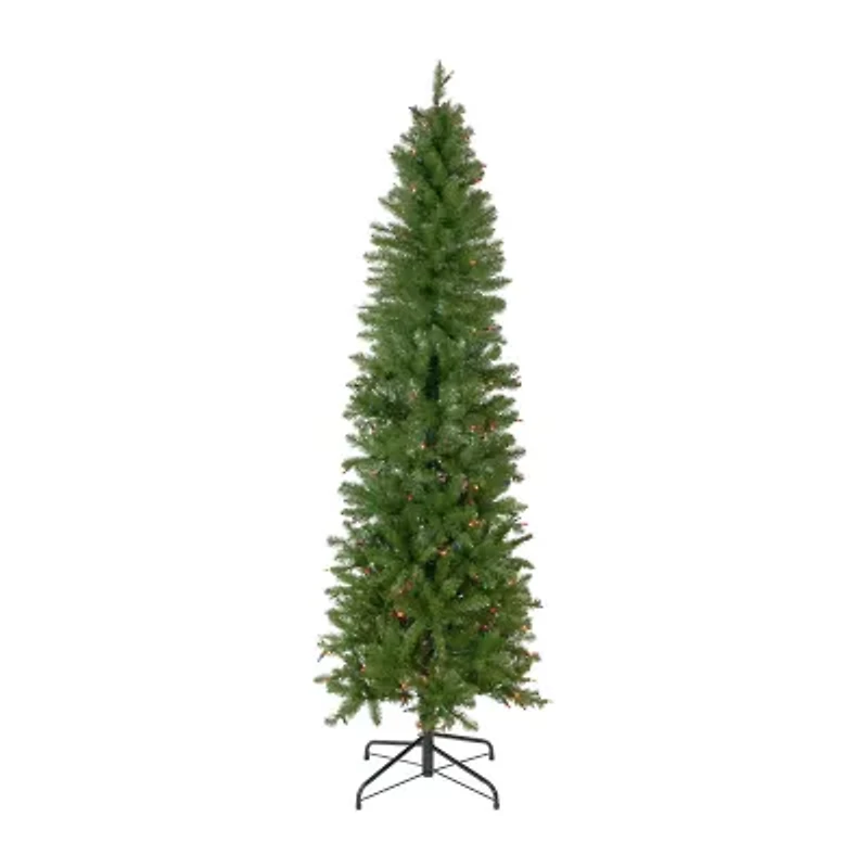 Northlight Silver Lake Pencil Artificial  Multi Lights 6 1/2 Foot Pre-Lit Fir Christmas Tree