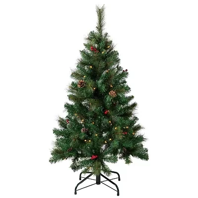 Northlight Frosted Carolina Berry Spruce Artificial  Clear Lights 4 Foot Pre-Lit Christmas Tree