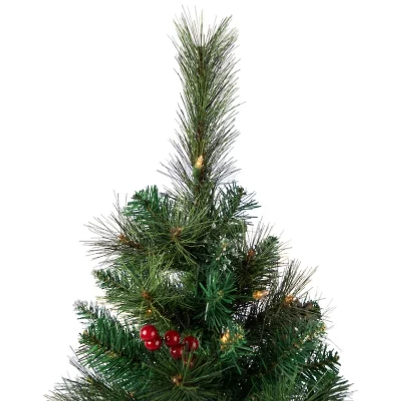 Northlight Frosted Carolina Berry Spruce Artificial  Clear Lights 4 Foot Pre-Lit Christmas Tree